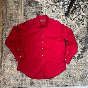 DKNY Men's Red Button-Up Shirt